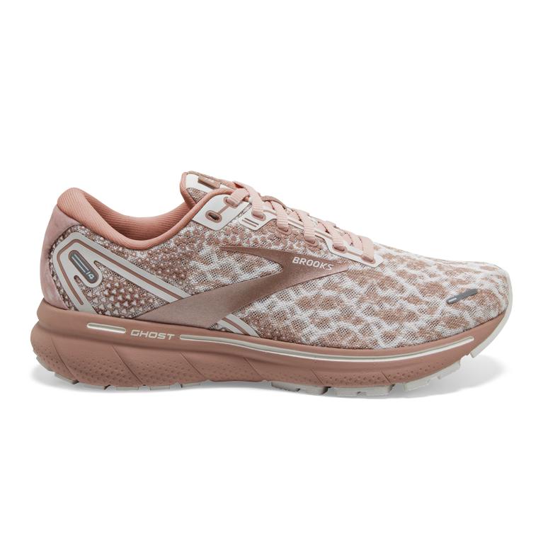 Brooks Ghost 14 Cushioned Road Running Shoes - Women's - Delicacy/Brown/Coral Cloud (03652-GYNU)